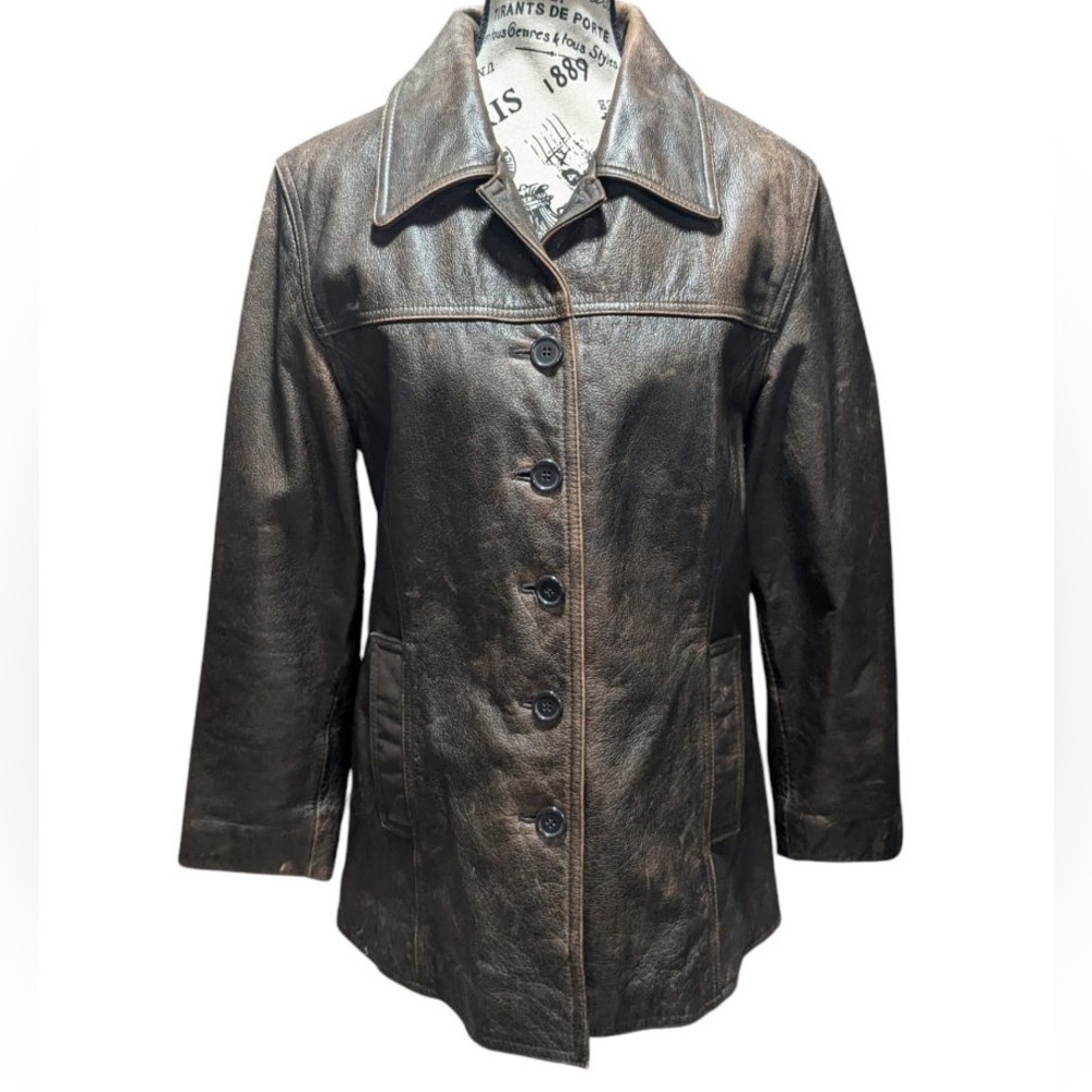 90s Vintage Women’s motorcycle Leather Limited Medium Brown Leather Jacket